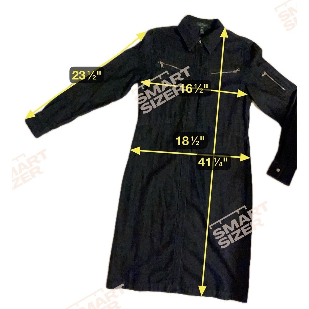 Lauren Jeans Co Ralph Lauren Denim Shirt Dress Women's Medium Zip Front Chambray - Picture 6 of 6